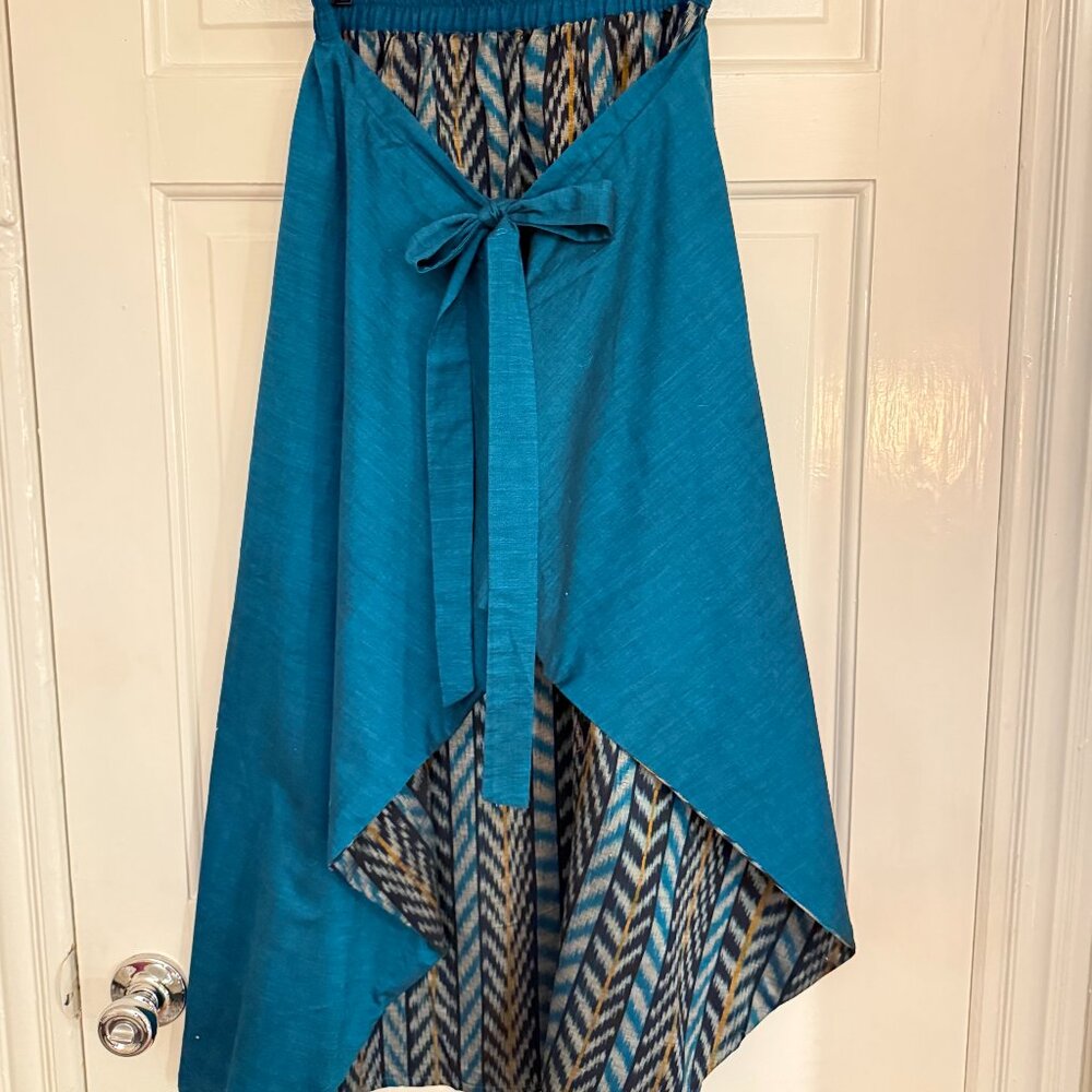 Stunning Balinese Teal Asymmetrical Wrap Skirt ✨